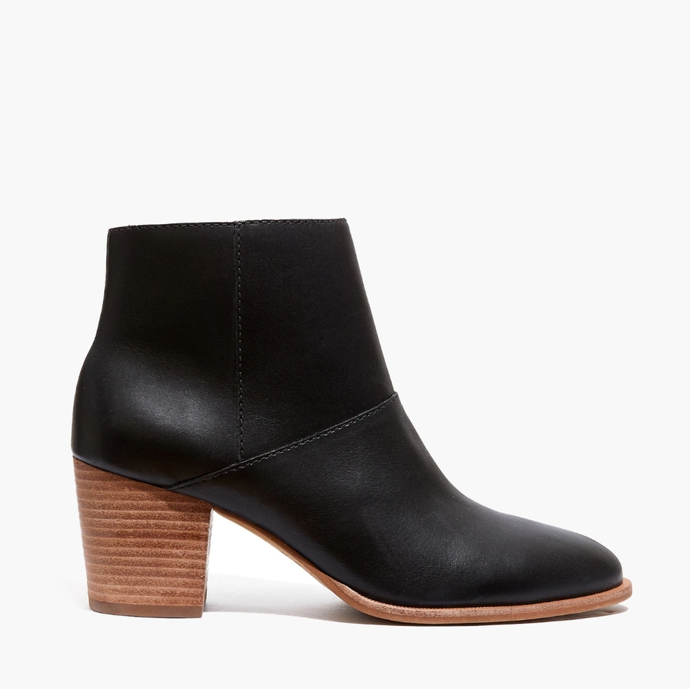 Madewell The Rosie Ankle Boot in Leather Black Size 8.5